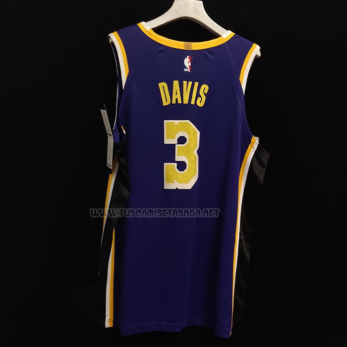 Camiseta Anthony Davis NO 3 Los Angeles Lakers Statement Autentico Violeta
